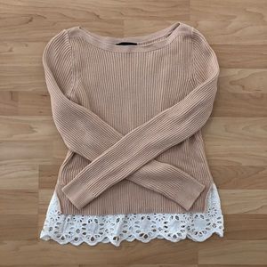 Ann Taylor Spring Ribbed Sweater in blush